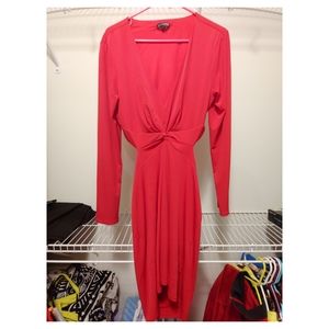 Long-sleeved Red Dress with Back Cut-Out